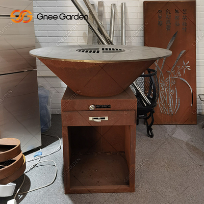 Garden Rust Corten Steel Outdoor Cooking Grills Fire Pit BBQ Grill Packaging Services