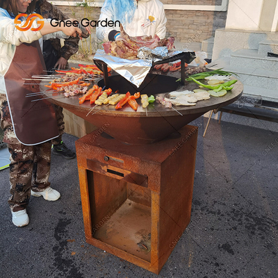 Outdoor Corten Steel Garden Fire Pit BBQ Cooking Plate Outdoor Cooking Grills