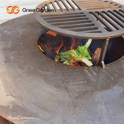 Rusty Color Outdoor BBQ Grills Charcoal Smoker With Round Dia 100cm Cooking Plate