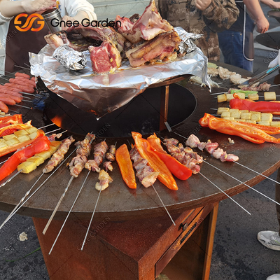 Corten Steel Garden BBQ Outdoor Cooking Grills Antique Fire Pit 31.5&quot;