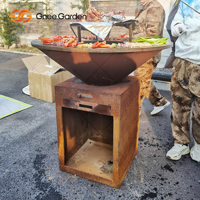 Corten Steel Garden BBQ Outdoor Cooking Grills Antique Fire Pit 31.5&quot;