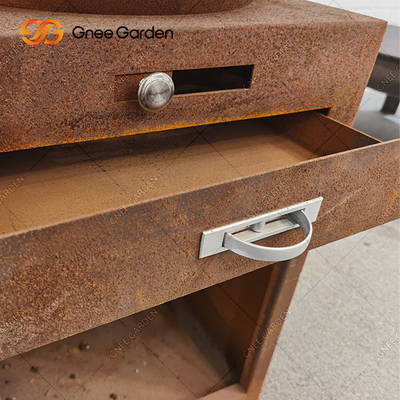 Corten Steel Garden BBQ Outdoor Cooking Grills Antique Fire Pit 31.5&quot;