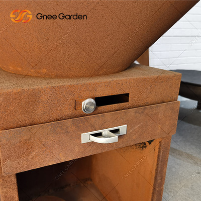 Rusty Color Outdoor BBQ Grills Charcoal Smoker With Round Dia 100cm Cooking Plate