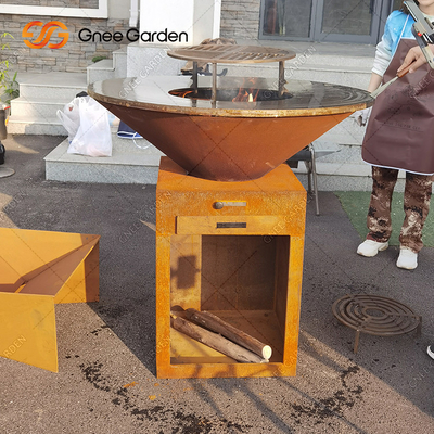 Outdoor Cooking BBQ Grill Heavy Duty Antique Fire Pit Corten Metal Barbecue