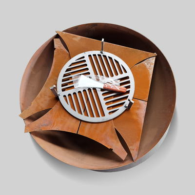 1000mm Corten Steel Outdoor Cooking Grills With Detachable Base