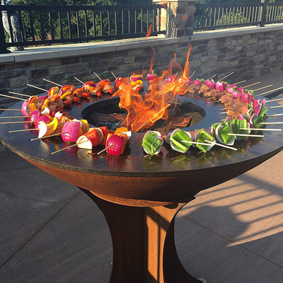 Charcoal Barbeque Grill Outdoor Corten Steel Fire Pit BBQ With Cooking Grill