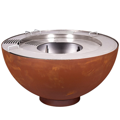 1000mm Outdoor Corten Steel Fire Pit BBQ With Customized Grill Ring