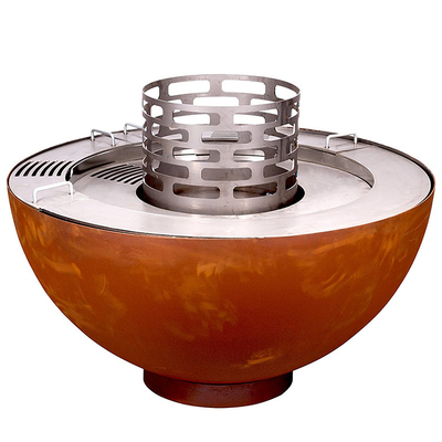 1000mm Outdoor Corten Steel Fire Pit BBQ With Customized Grill Ring