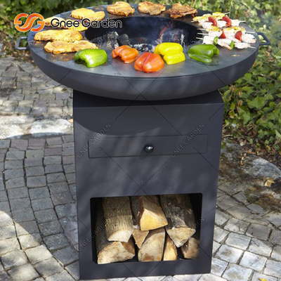 Outdoor Patio Kitchen Cooking Corten Steel Charcoal Bbq Grill Custom
