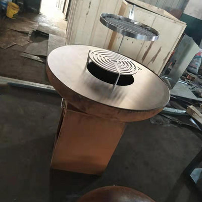 Modern Charcoal Rusty Finish Corten Steel Fire Pit For Outdoor Kitchen BBQ Cooking