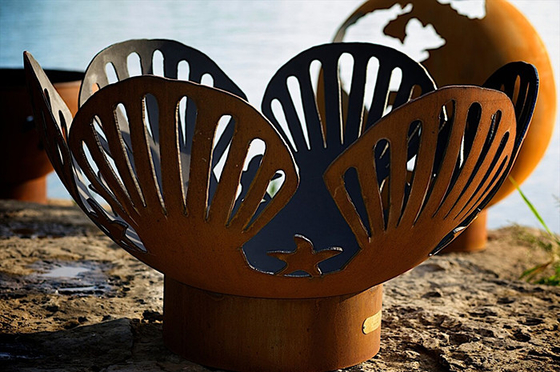Warm Keeping Rusted 100cm Corten Steel Fire Pit For Backyard Patio