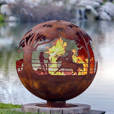 900mm Decorative Corten Globe Steel Fire Pit Handcrafted