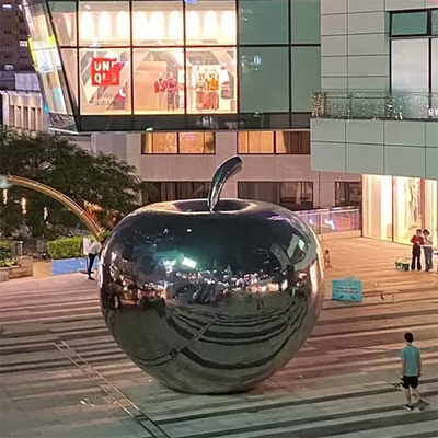 Gnee Garden 3.5m Apple Shaped Stainless Steel Artwork For Plaza Decoration