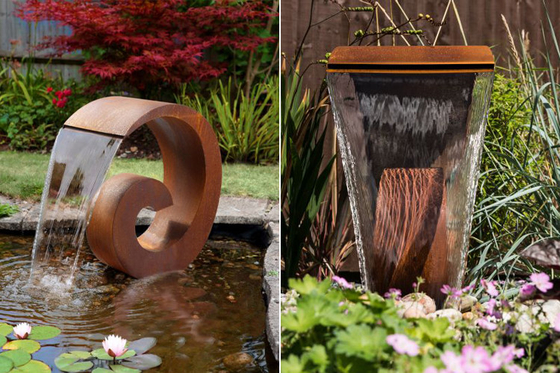 65cm Rusted Ball Water Fountain Customized Exterior Decoration