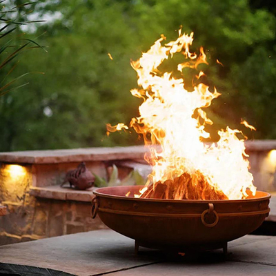37 Inch Weathering Steel Round Steel Fire Pit Portable Camping Brazier Outdoor