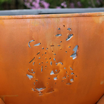 Outdoor Corten Steel Fire Pit Round Black Pre Rusted