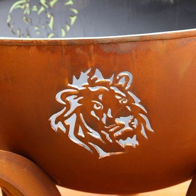 58 Inch Outdoor Corten Steel Fire Pit Pre Rusted For Garden