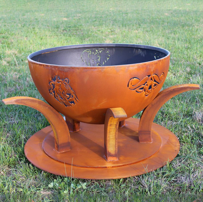 58 Inch Outdoor Corten Steel Fire Pit Pre Rusted For Garden