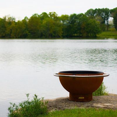Large Portable 120cm Corten Steel Fire Pit For Courtyard