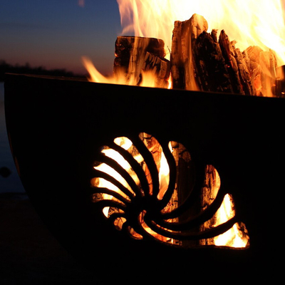 36 Inch Pre Rusted Corten Steel Firepits Outdoor With Oxide Patina
