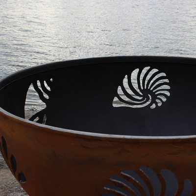 Outdoor Corten Steel Fire Pit Round Black Pre Rusted
