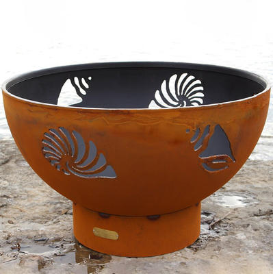 36 Inch Pre Rusted Corten Steel Firepits Outdoor With Oxide Patina