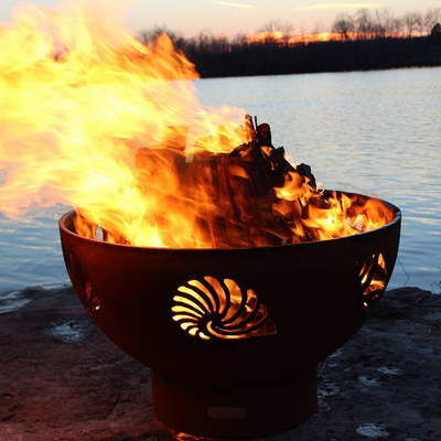 36 Inch Pre Rusted Corten Steel Firepits Outdoor With Oxide Patina