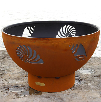 Outdoor Corten Steel Fire Pit Round Black Pre Rusted