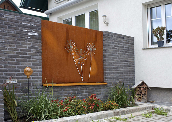 Laser Cutting Dandelion Patterns Corten Steel Garden Screens Decoration