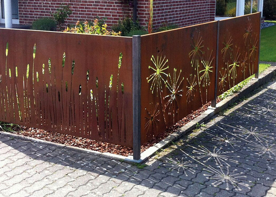 Laser Cutting Dandelion Patterns Corten Steel Garden Screens Decoration