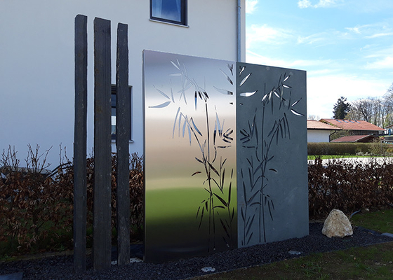 Bamboo Patterns Metal Garden Ornaments Laser Cut Corten Steel Panels Outdoor Decorative