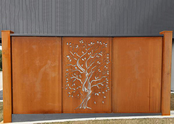 Oak Tree Design Rusty Corten Steel Privacy Screens Decorative 600*1200mm