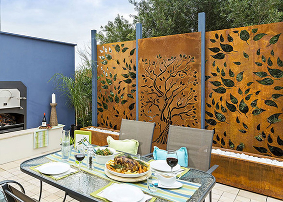Oak Tree Design Rusty Corten Steel Privacy Screens Decorative 600*1200mm