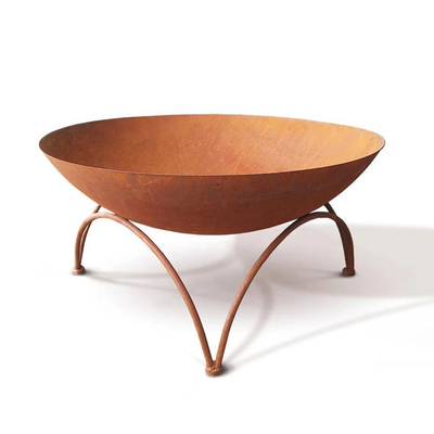 Wood Fueled Round Corten Steel Fire Place Warm Keeping Garden Use
