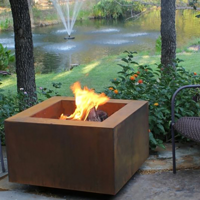 Outdoor Wood Burning Square Metal Fire Pit 600 X 600 X H500mm