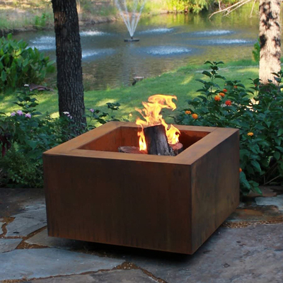 Outdoor Wood Burning Square Metal Fire Pit 600 X 600 X H500mm