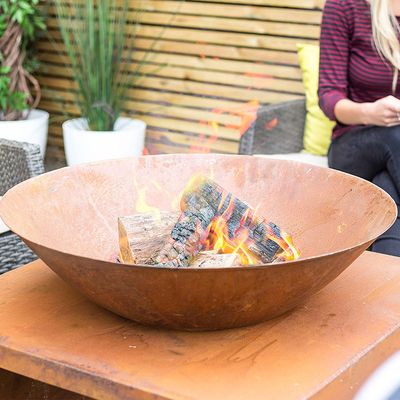 100cm Garden Landscape Round Rusted Camping Fireplace Corten Steel