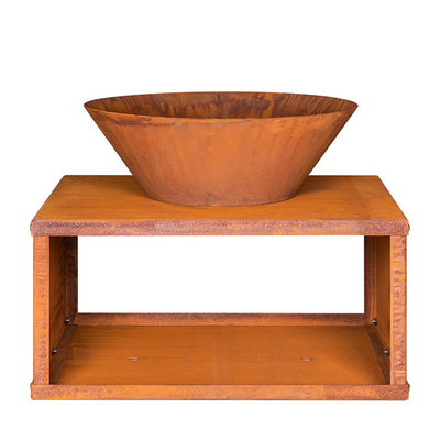 Outdoor Garden Decor Round Corten Steel Fire Pit Wood Burning Rusty-Colored