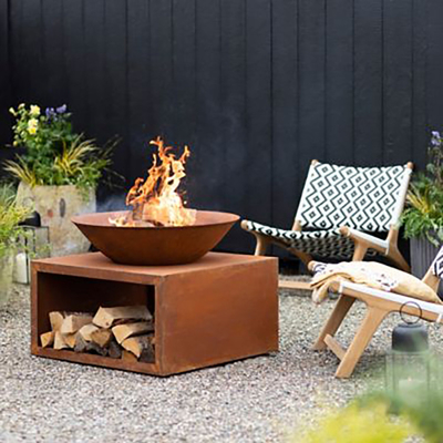 100cm Garden Landscape Round Rusted Camping Fireplace Corten Steel