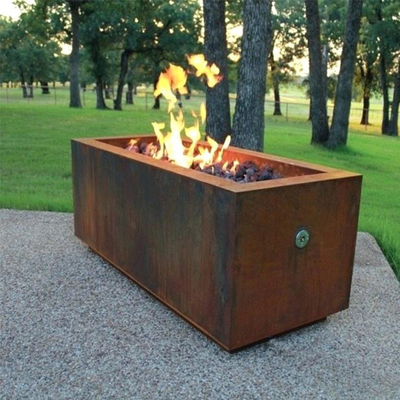 Freestanding Wood Burning Corten Steel Fire Pit Rectangular