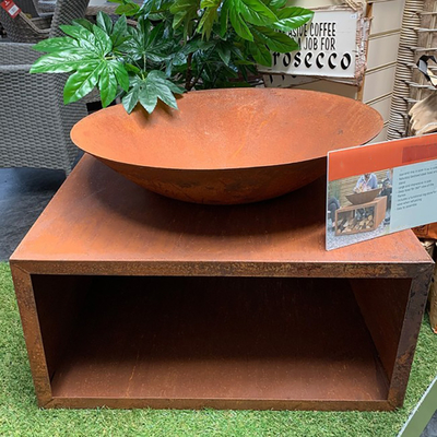 Outdoor Steel Fire Pit Large Corten Steel Brazier With Wood Storage Rack