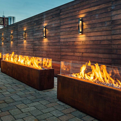 1500mm Rectangular Metal Fire Pit Heater Corten Steel Modern Aesthetic