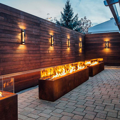 1500mm Rectangular Metal Fire Pit Heater Corten Steel Modern Aesthetic