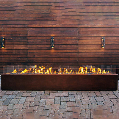 1500mm Rectangular Metal Fire Pit Heater Corten Steel Modern Aesthetic