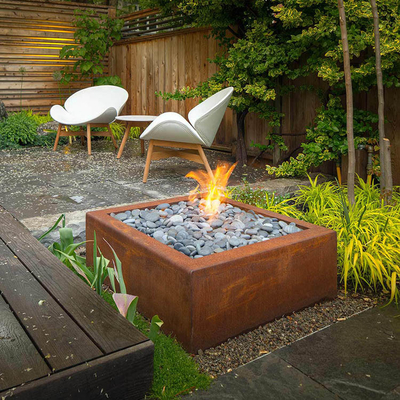Simple Corten Steel Outdoor Fire Pit Rusty Round Design Garden Decoration Fire Pit