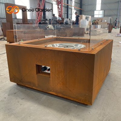 Outdoor Steel Fire Pit Garden Patio Decorative Square Corten Steel Firepit