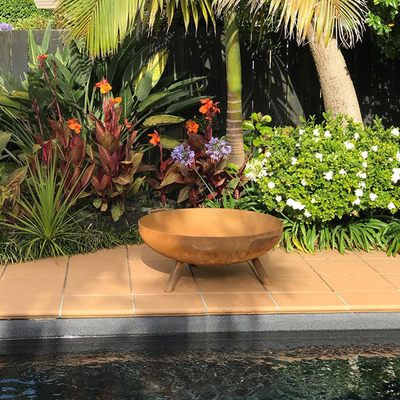 Round Corten Steel Fire Pit Garden Decorative Corten Steel Fire Bowl