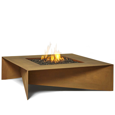 72 Inch Rusty Rectangular Corten Steel Fire Table Wood Burning