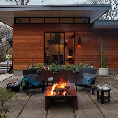 Square Shape Wood Burning Corten Steel Fire Pit 3mm Thickness