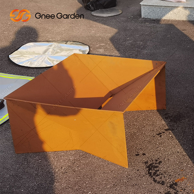 Square Shape Wood Burning Corten Steel Fire Pit 3mm Thickness